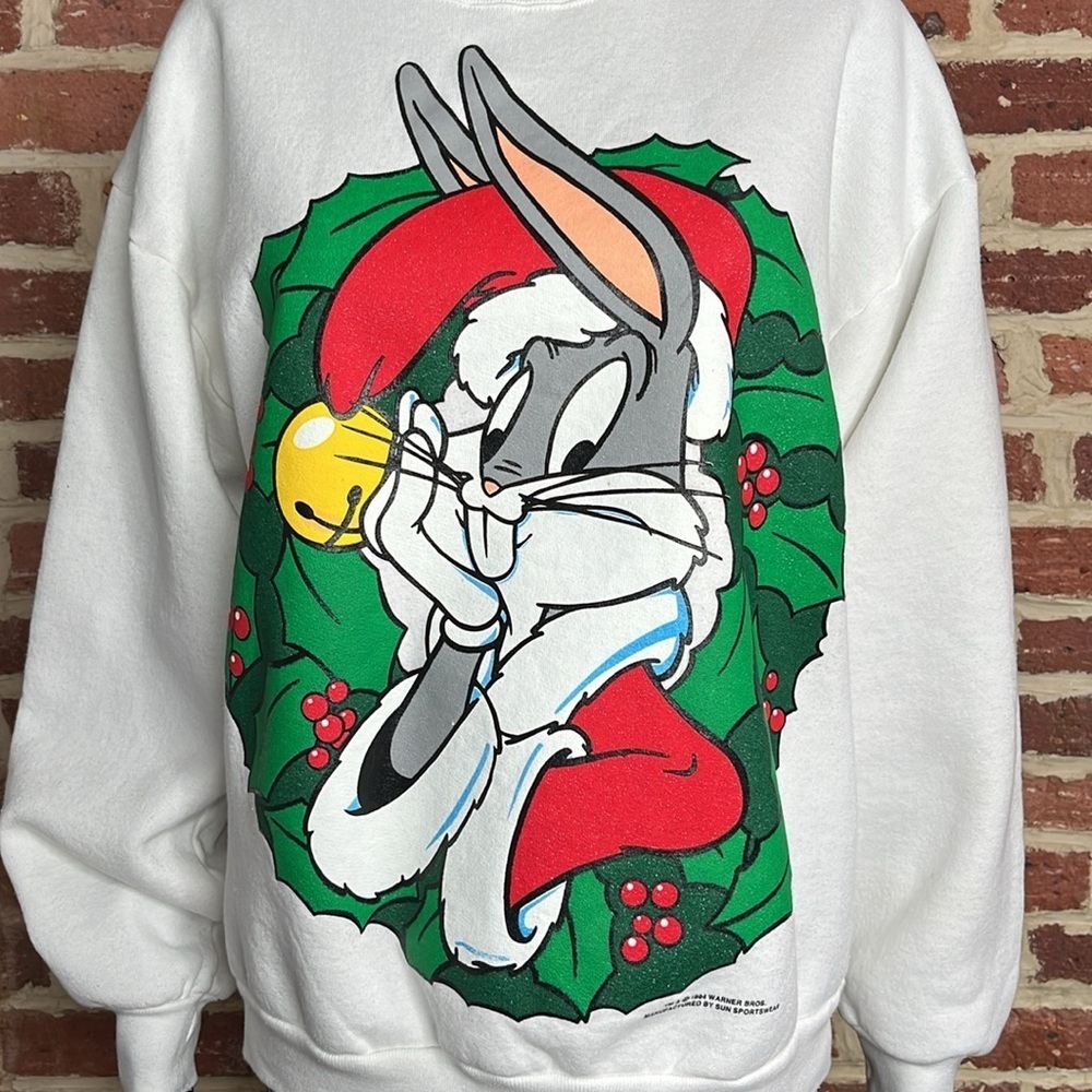 Vintage 90s Holiday Crew Neck Sweatshirt by Sun Sportswear Size Large - Picture 4 of 5
